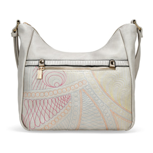 Bolso bandolera piedra con cosidos y cremallera