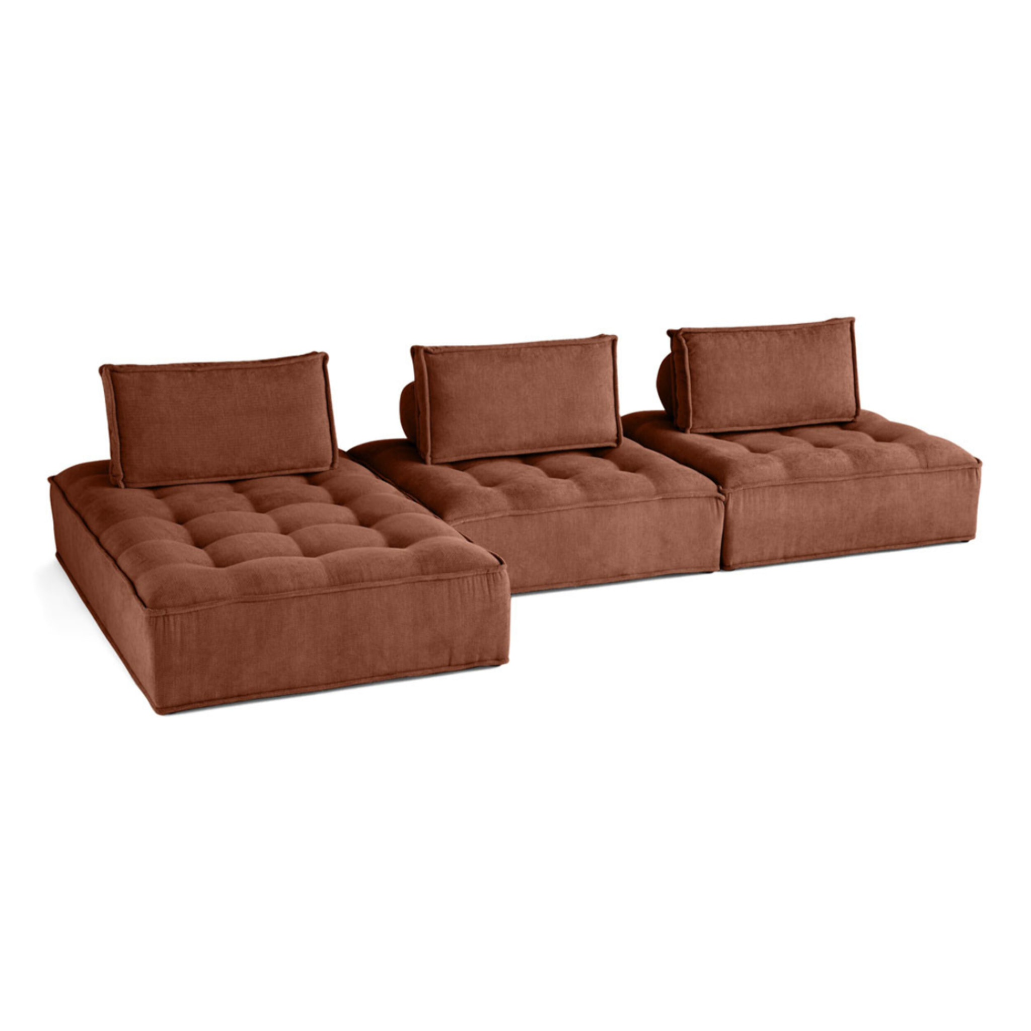 Marisol - canapé d'angle modulable 4 places - velours texturé - Terracotta