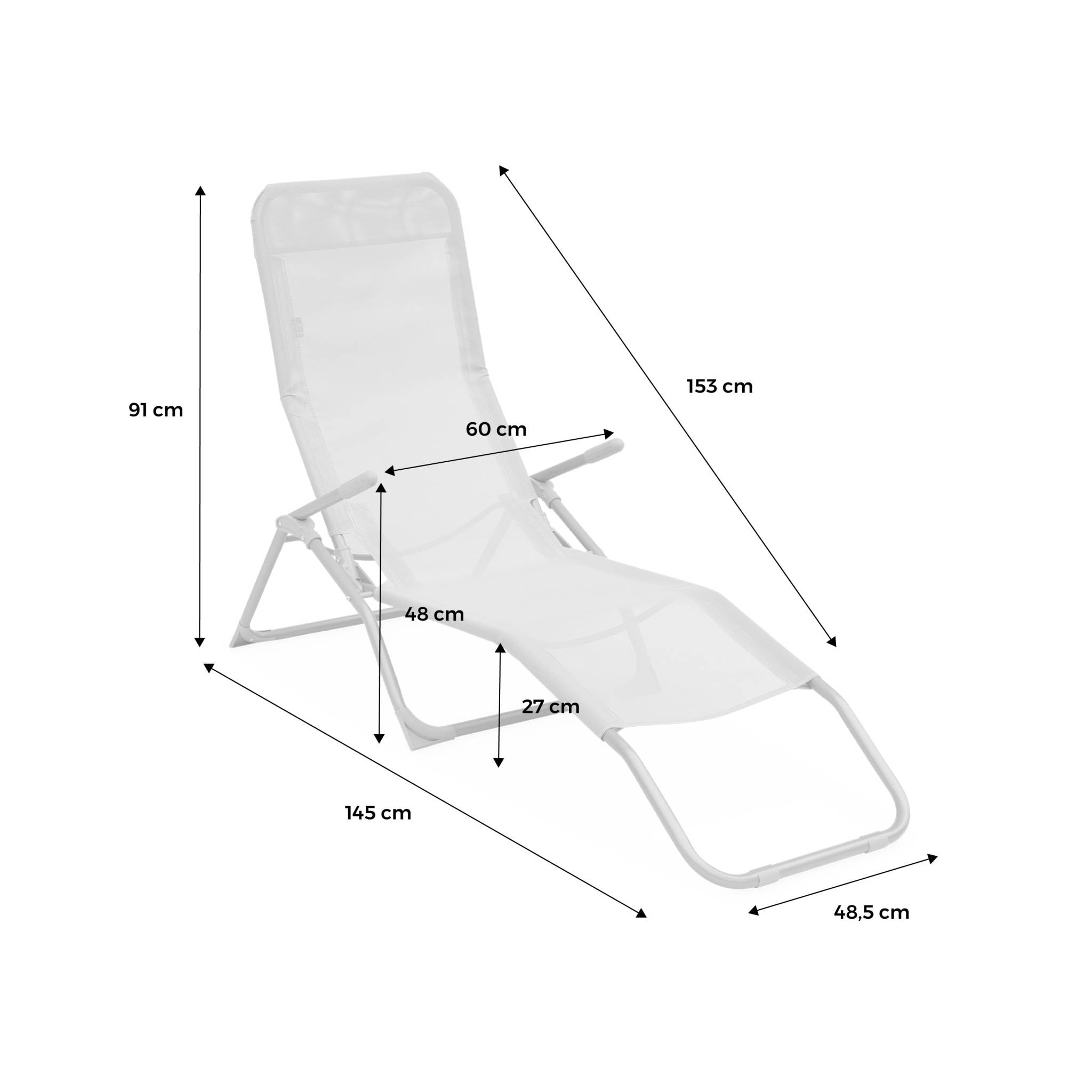 Lot de 2 bains de soleil pliants - Levito Gris taupe- Transats textilène 2 positions. chaises longues