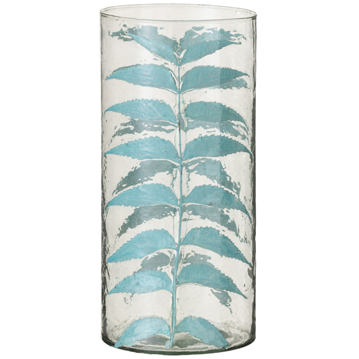 J-Line Vase Bleu Feuille Verre Medium