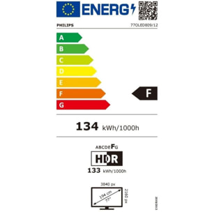 TV OLED PHILIPS 77OLED809 Ambilight Dalle EX 2024