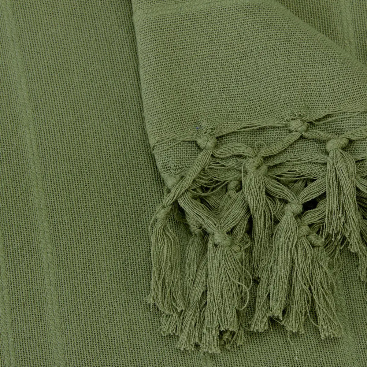 Jeté de lit Anjali 230x250 vert kaki en coton