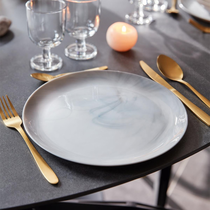 Assiette plate grise 25cm Diwali Marble - Luminarc - Verre opale extra résistant