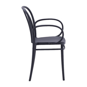 Set di 2 sedie NEWCASTLE in polipropilene antracite con braccioli, impilabili