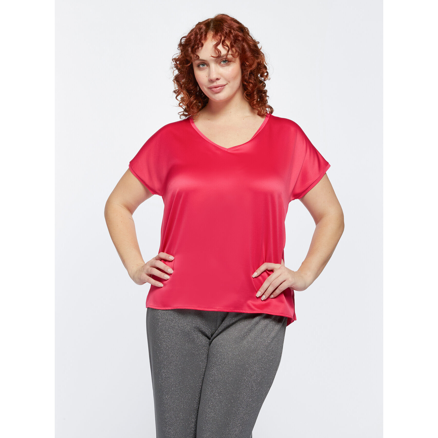 Fiorella Rubino - Camiseta de dos tejidos - Rojo