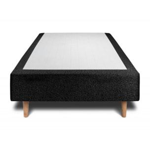 Lit avec tête de lit bandes horizontales bouclette et sommier tapissier Ep20