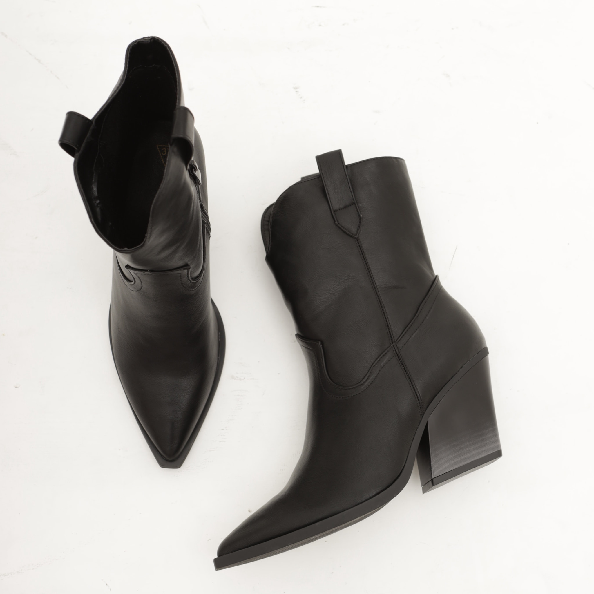 STIVALETTO TEXANO LISCIO NERO