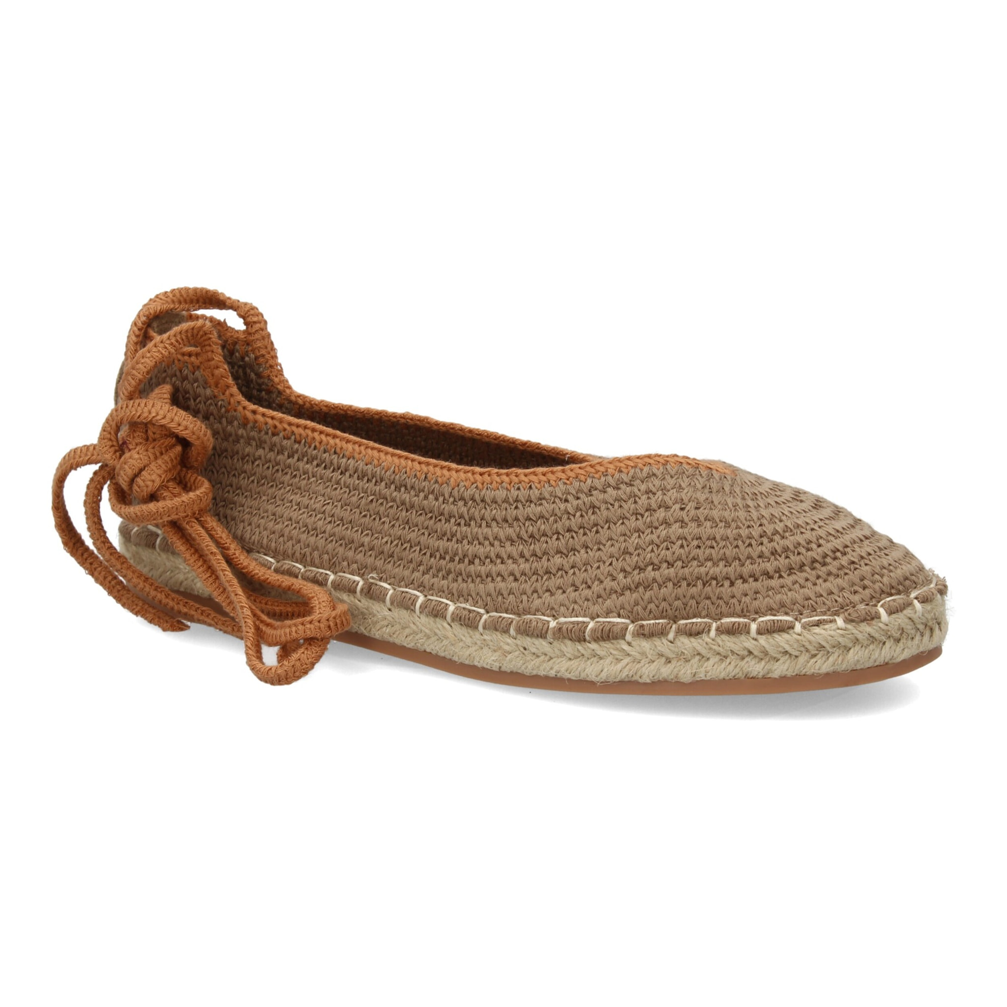 Alpargata plana mujer tejido flexible con cordones