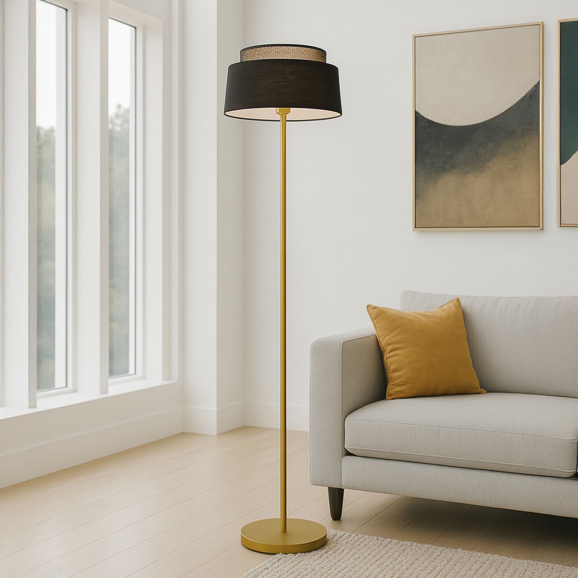 Lampadaire en métal noir et doré h150cm AVERO