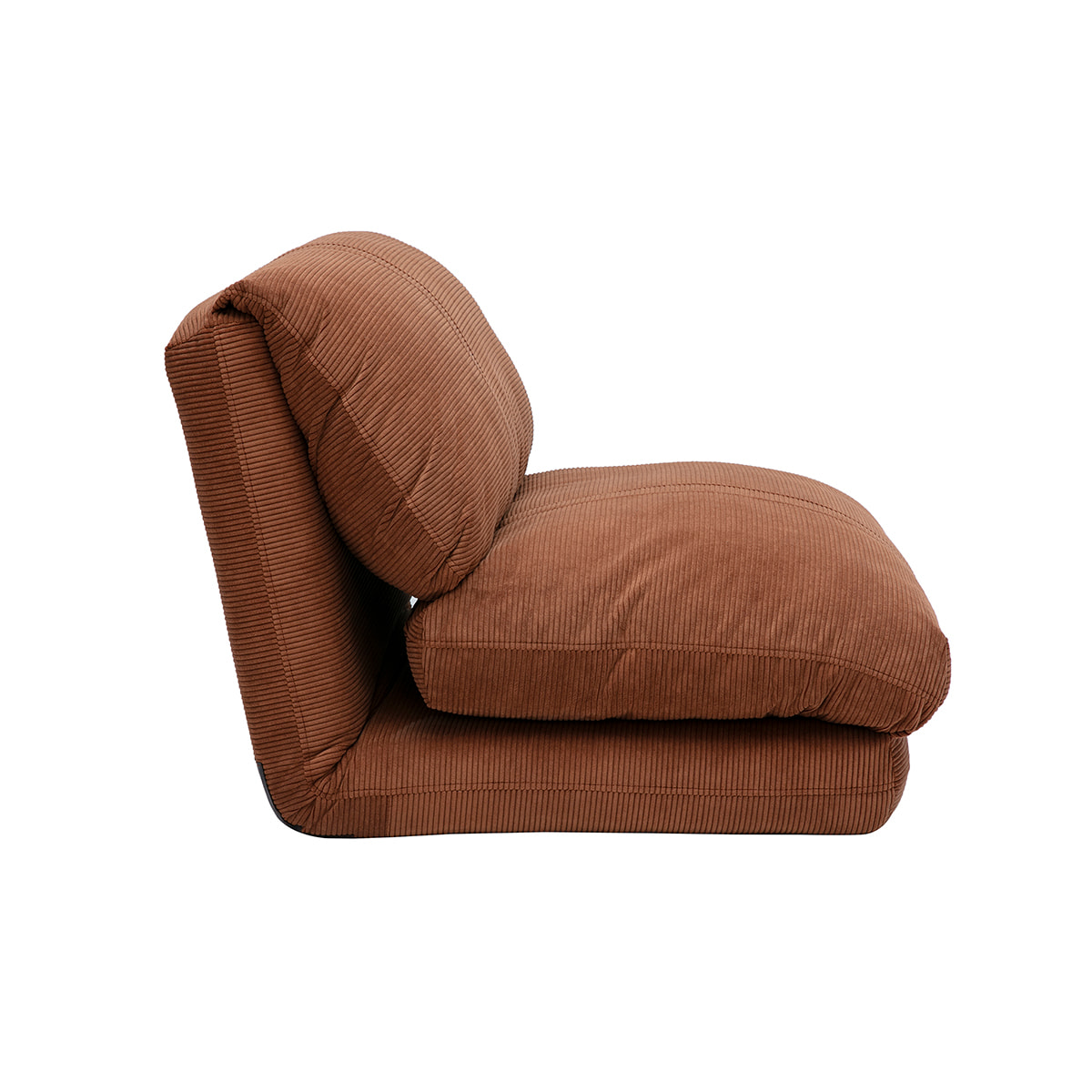 Chauffeuse 1 place convertible en tissu velours côtelé terre brûlée SPENCER