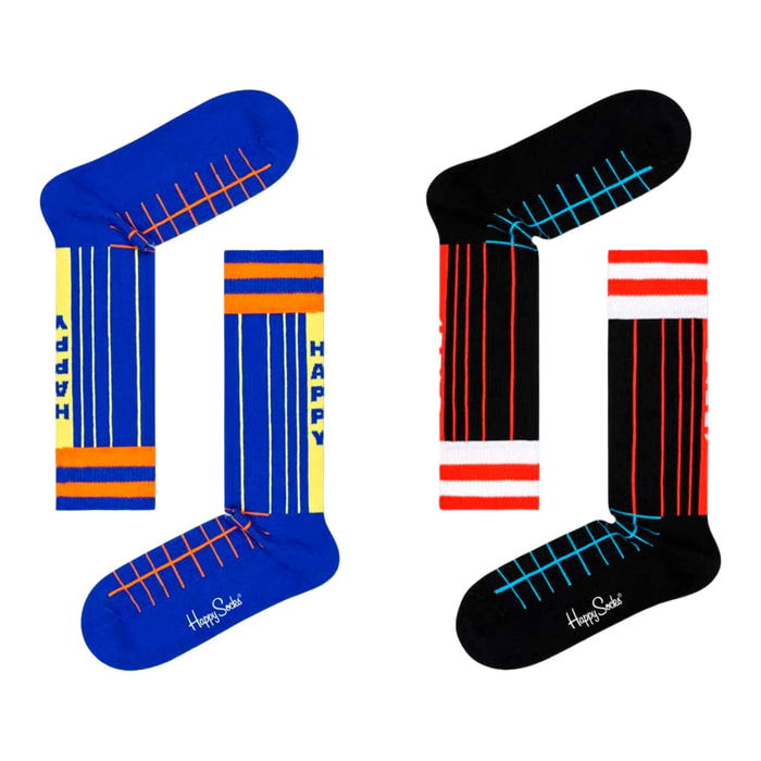 Calcetines 2-pack grid stripe crew