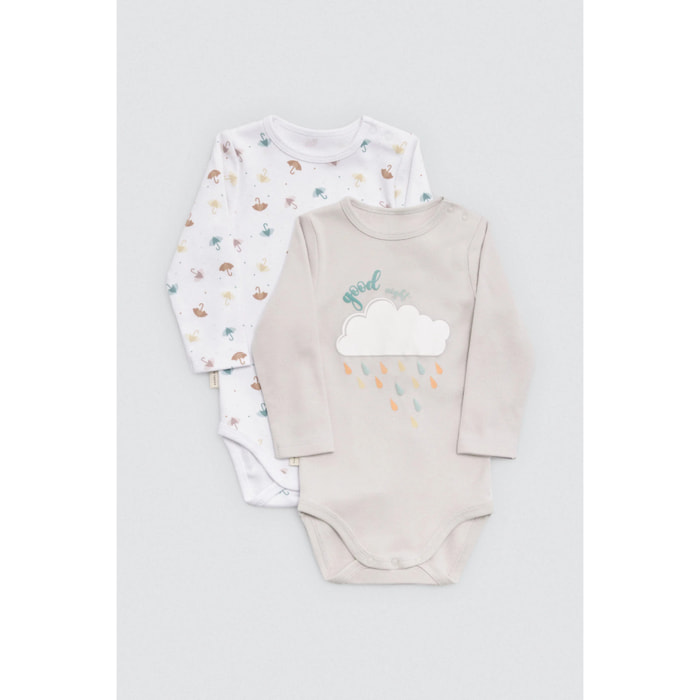 Confezione da 2 body a maniche lunghe per neonato Rainy Day