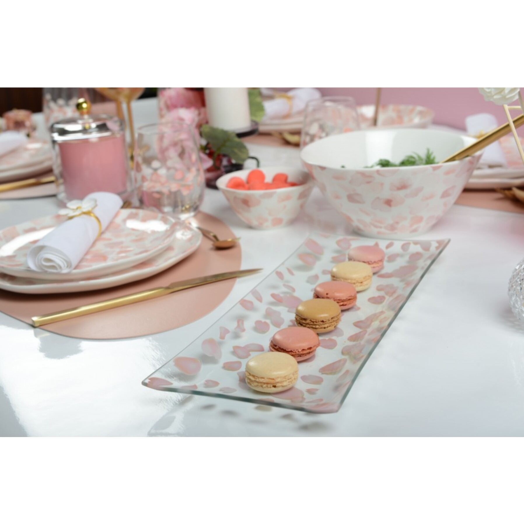 Plats a cake petale de rose 36x14cm - lot de 2