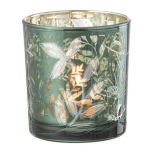 J-Line photophore Feuilles - verre - vert/or - small