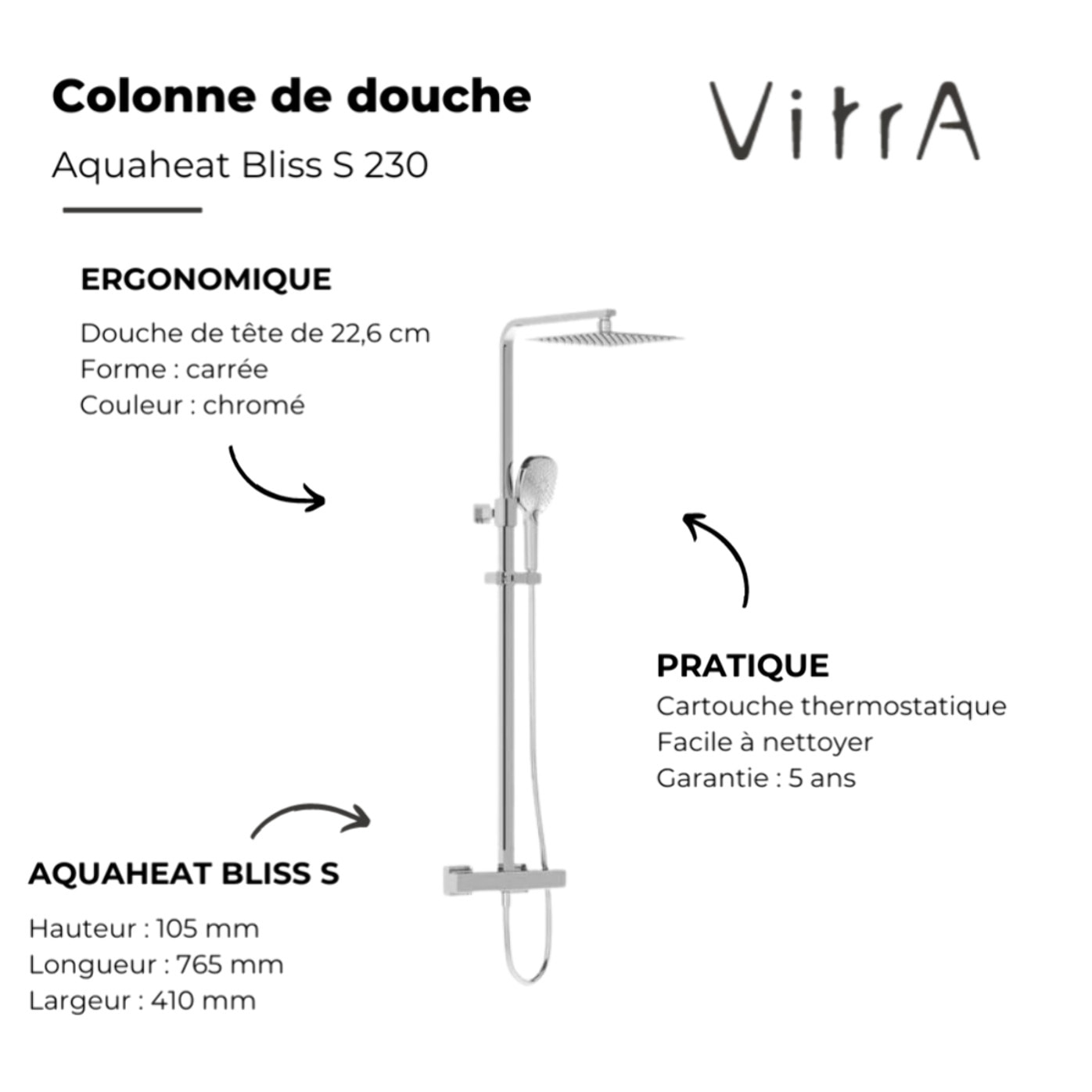 Colonne de douche VITRA Aquaheat Bliss S 230