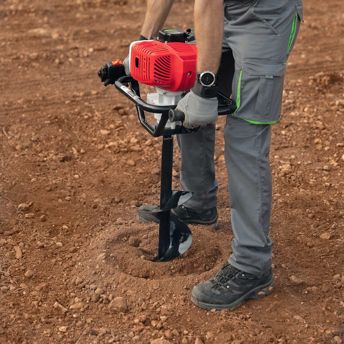 Taladro de tierra Ahoyador 75cc 5,2cv +3 brocas 10-20-30cm +3 alargos - Greencut GD750X