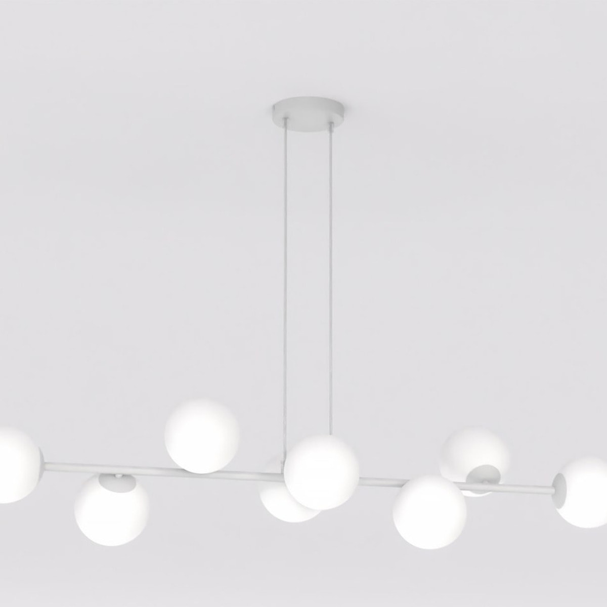 Lampada a sospensione Magnus in acciaio grigio e vetro opalino