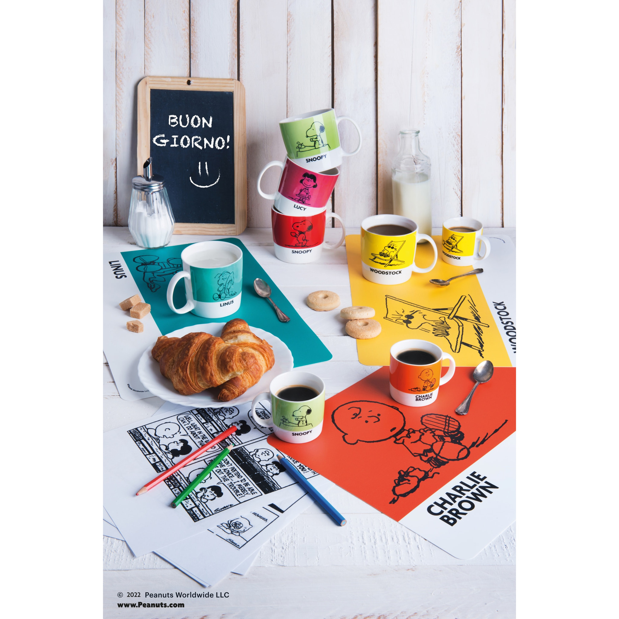 Set de 4 Tasses à Lait Excelsa – Peanuts, New Bone China Multicolore