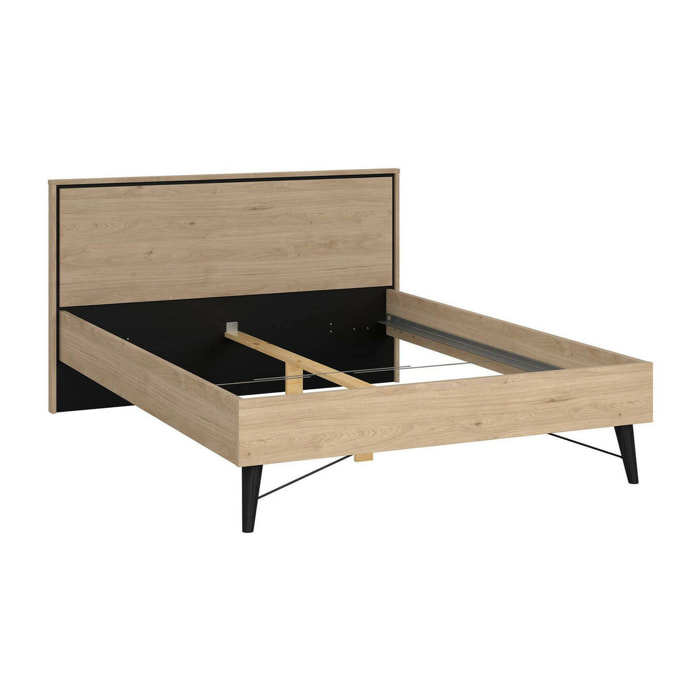Letto piazza e mezza Zocca, Sommier per camera da letto, Giroletto per stanza, Struttura porta materasso, 207x153 h91 cm, Rovere