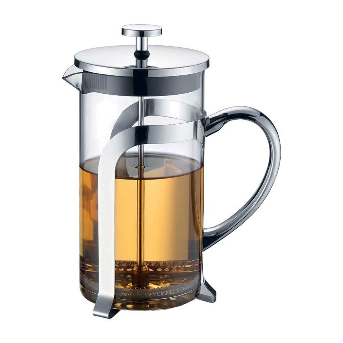 Cafetière en verre avec déco en métal argent 9x9x18cm