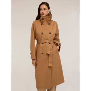 Motivi - Trinchera de cuello alto en tejido técnico - Marrón