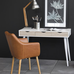 Bureau scandinave avec tiroirs blanc SANDY