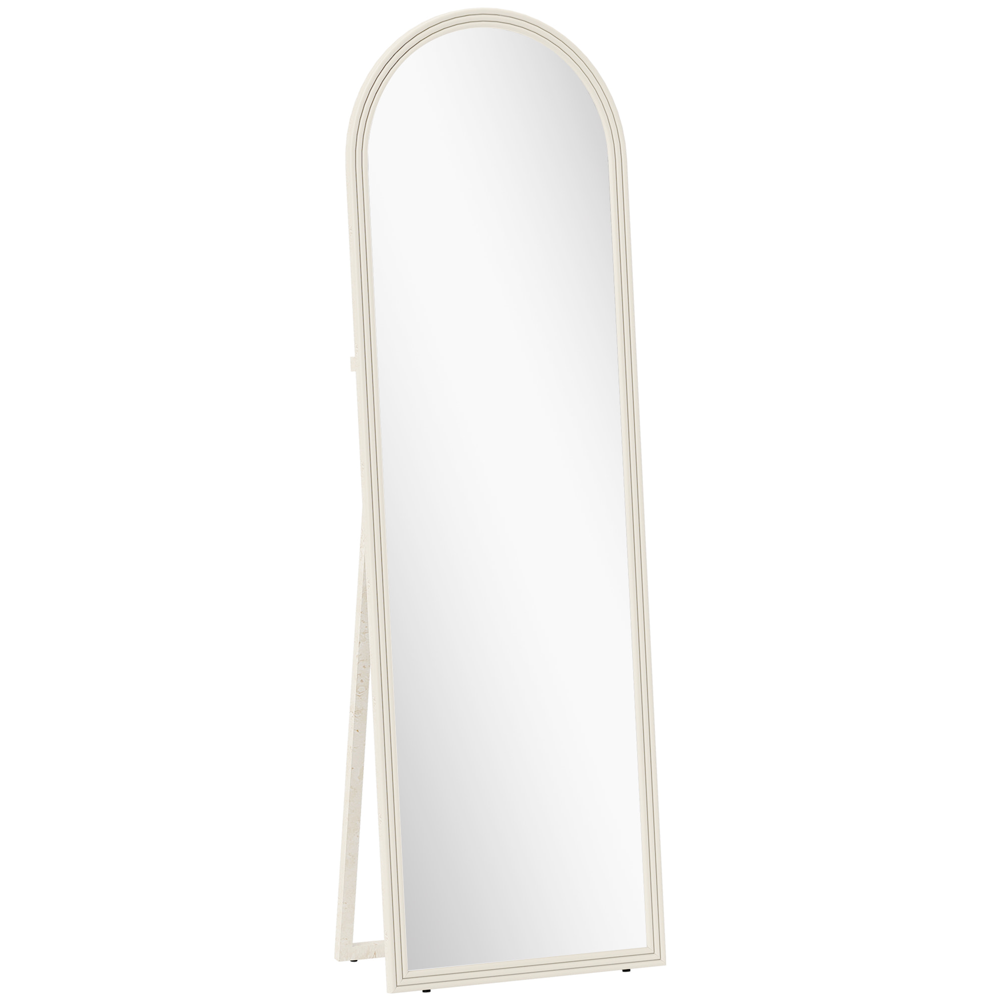 Miroir sur pied et mural pleine longueur 50 x 160 cm cadre pied effet pierre blanc
