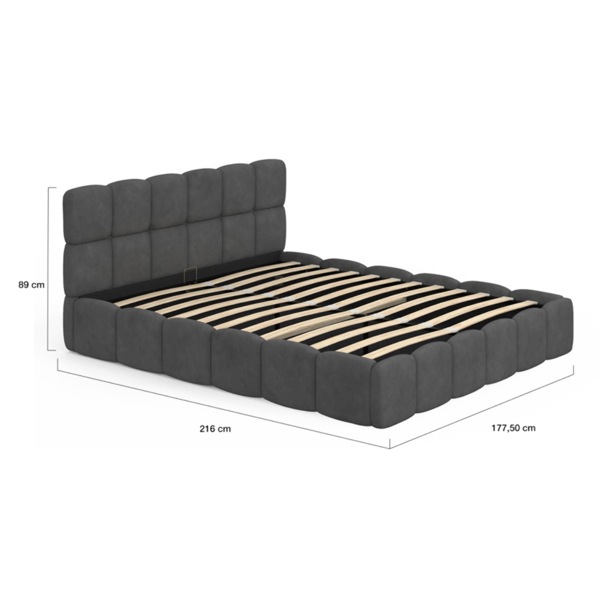 Lit coffre Bubble 160x200cm velours gris