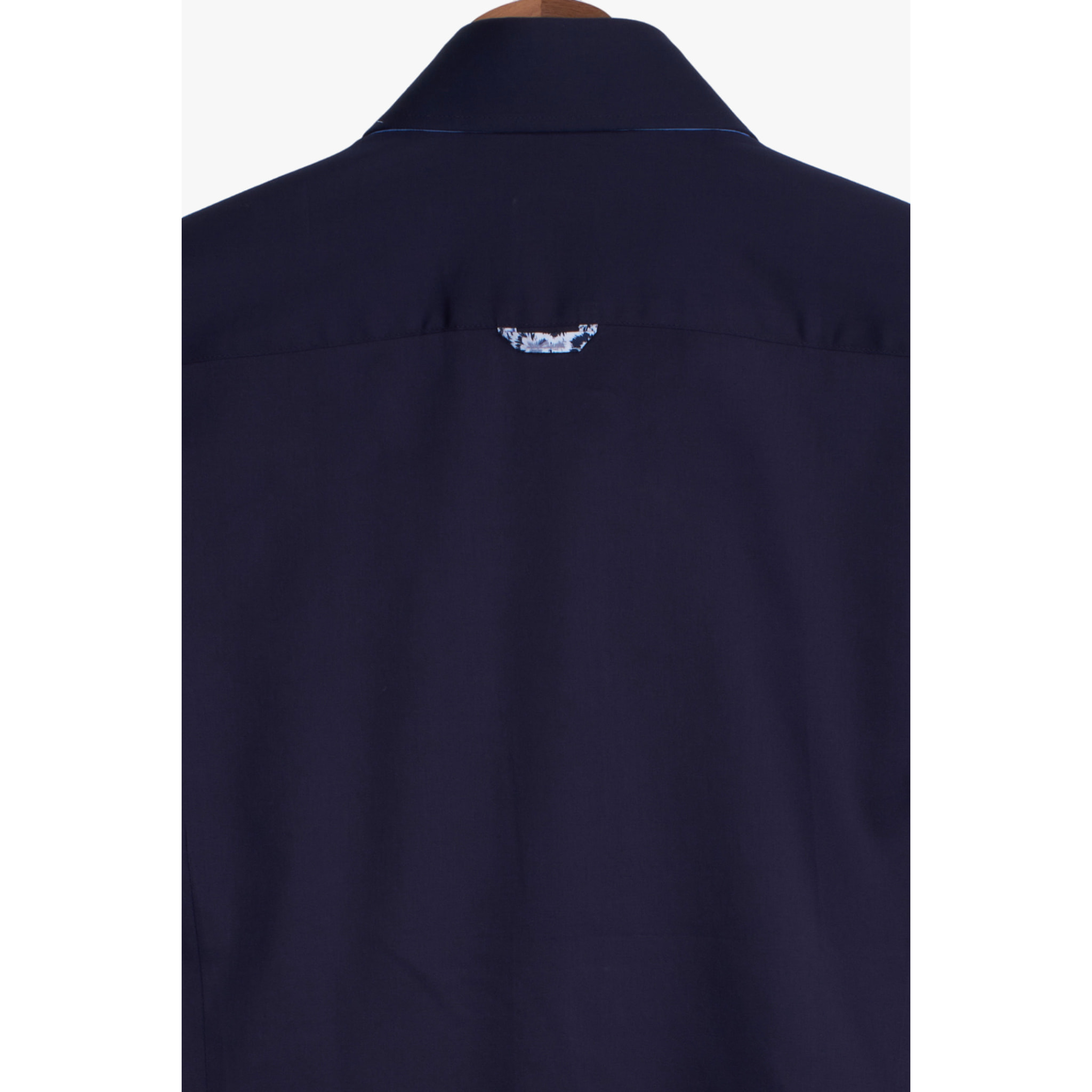 Camicia Uomo 2 Bottoni Button Down Slim Satin Unito Blu