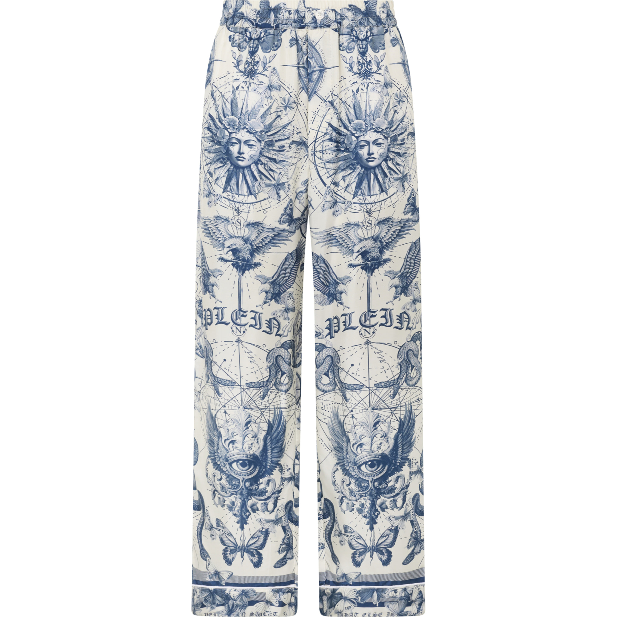 PHILIPP PLEIN Silk Pajama Pants Butterfly Tattoo