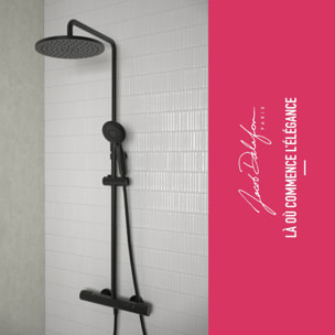 Colonne de douche thermostatique Juliette noir mat + tablette de douche