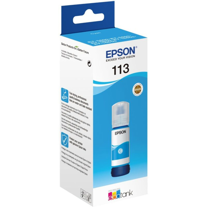 Encre EPSON Bouteille d'Encre Ecotank 113 Cyan 70ml - C13T06B24A