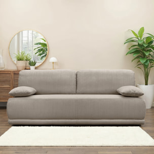 Banquette convertible 3 places velours côtelé taupe avec coffre de rangement - L 192 x P 100 x H 81cm -Nelson