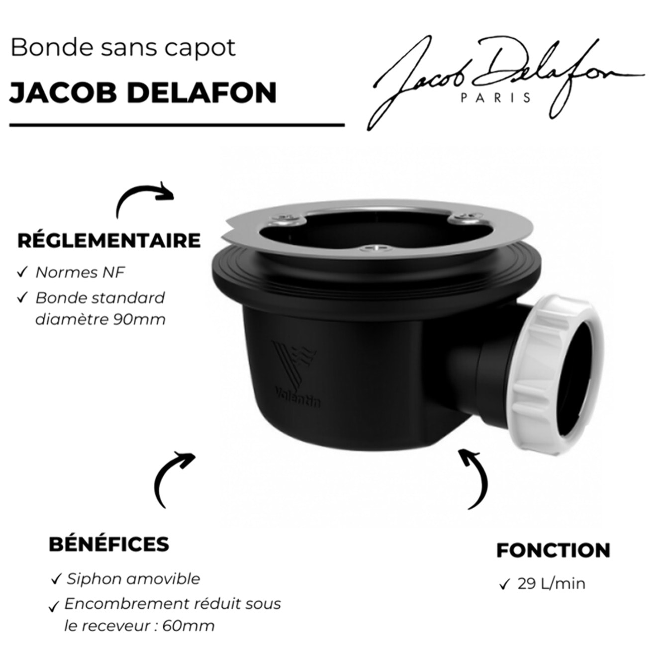 Bonde sans capot JACOB DELAFON