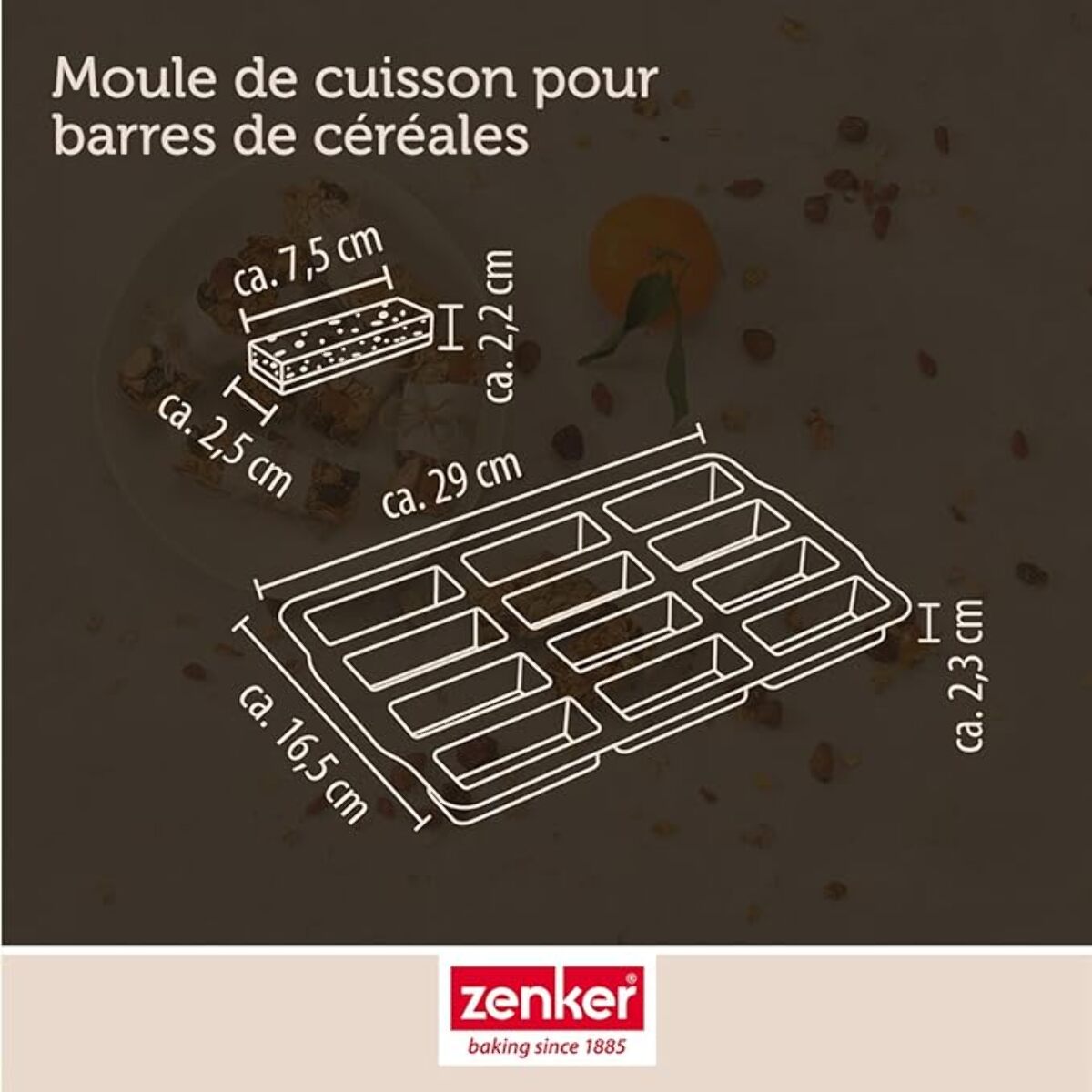 Moule en silicone pour 12 barres de muesli Zenker Sweet Sensation