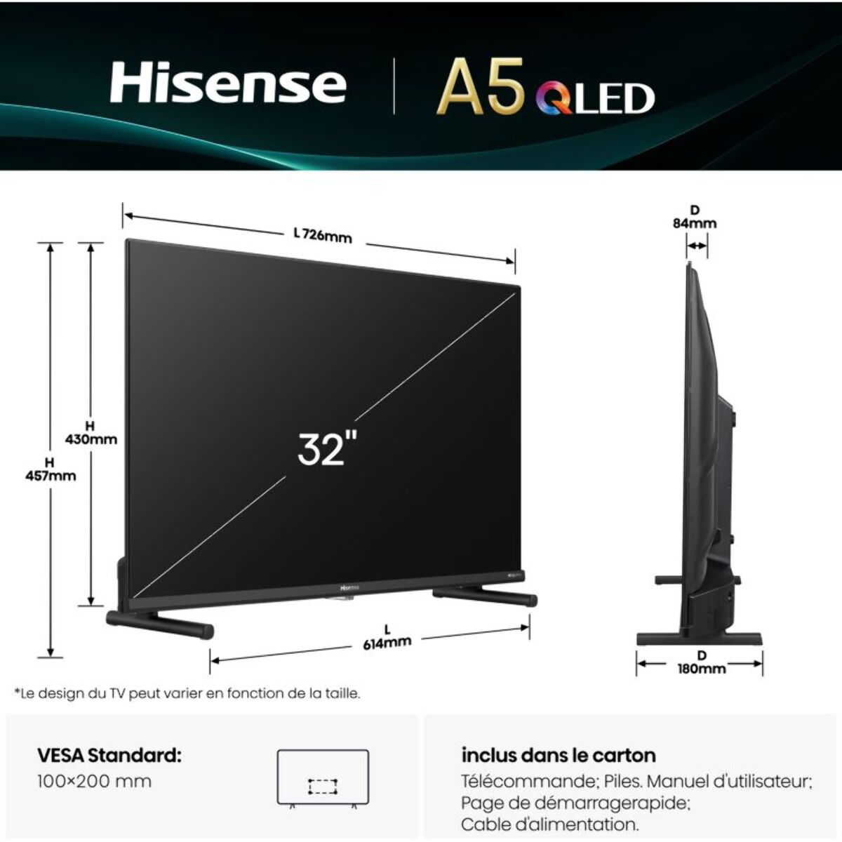 TV LED HISENSE 32A5Q 2025 (80cm)