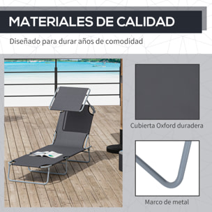 Tumbona Plegable de Oxford Hierro 187x58x27cm Gris