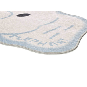 CANDY Alfombra infantil lavable con forma elefante blanco, 75x120 cm