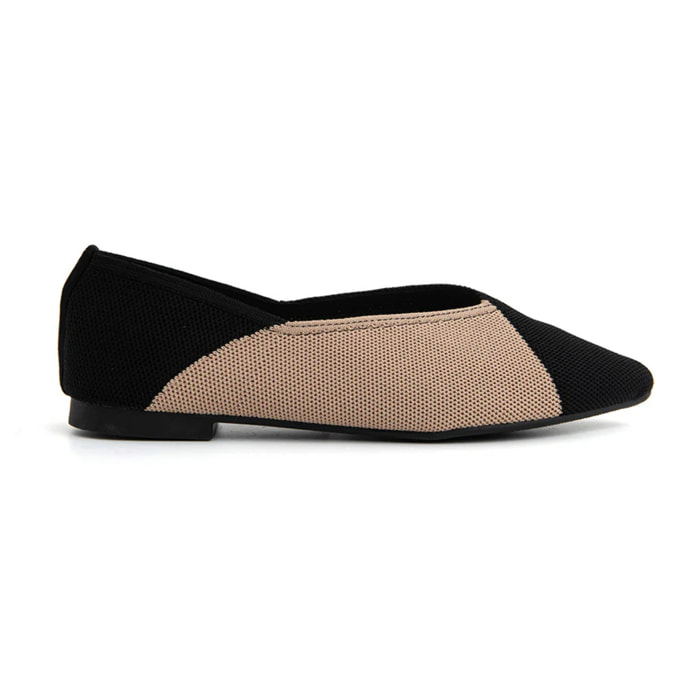 Ballerina micro-intrecciata bicolore - NERO