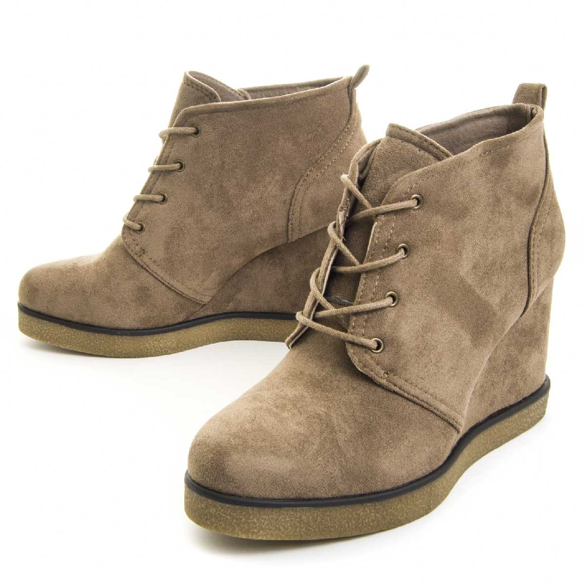 Botines de Cuña Beige - Altura: 9 cm