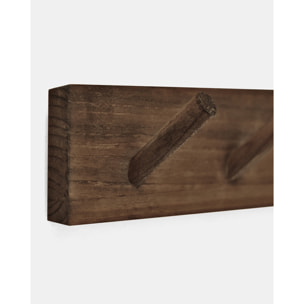 Colgador de pared de madera maciza en tono nogal de 26x5cm Alto: 5 Largo: 26 Ancho: 1.4