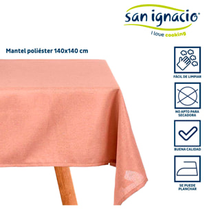 Mantel poliester 140x140cm rosa palo colección kinvara