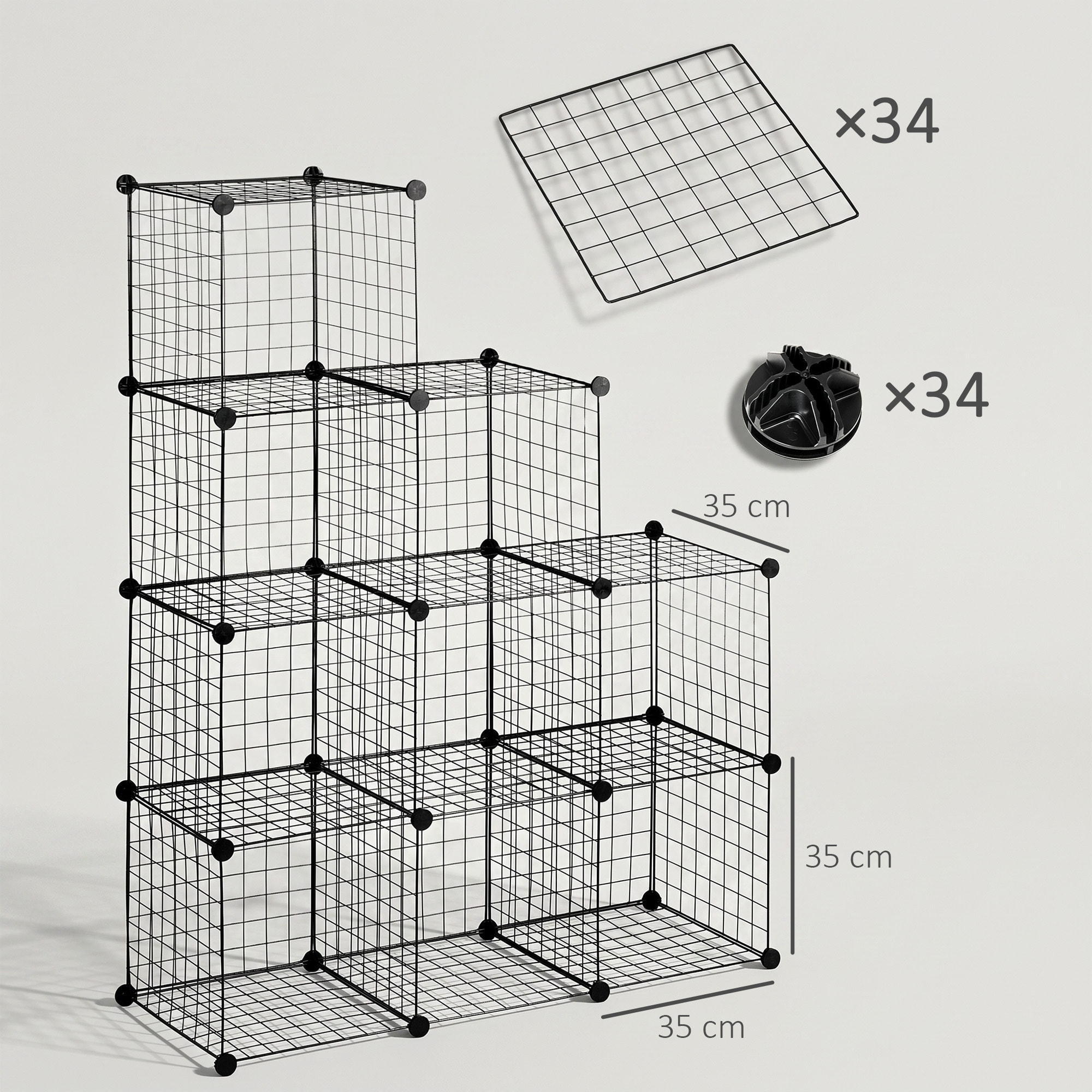 Estantería Modular de 9 Cubos, Estantería Apilable de Alambre DIY, Organizador de Almacenamiento Multiuso, para Salón, Dormitorio, Negro