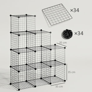 Estantería Modular de 9 Cubos, Estantería Apilable de Alambre DIY, Organizador de Almacenamiento Multiuso, para Salón, Dormitorio, Negro