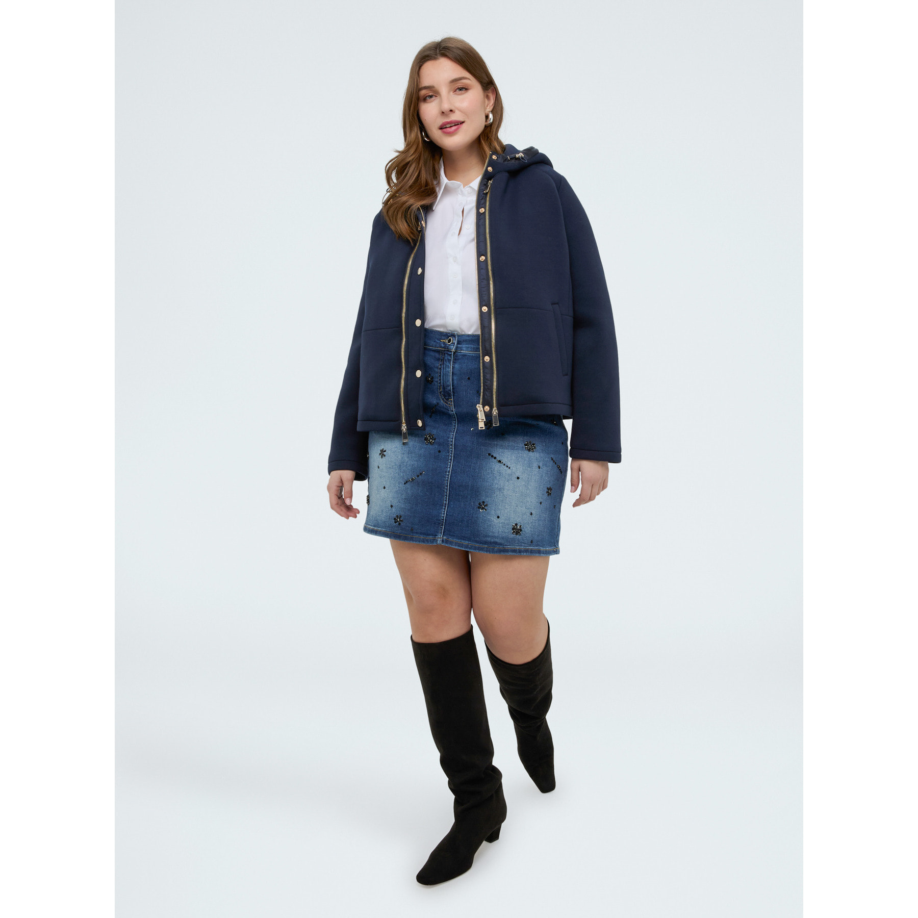 Fiorella Rubino - Minifalda de denim con aplicaciones - Azul