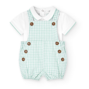 Conjunto combinado bebé niño, estampado cuadros, cuello