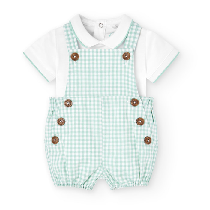 Conjunto combinado bebÃ© niÃ±o, estampado cuadros, cuello