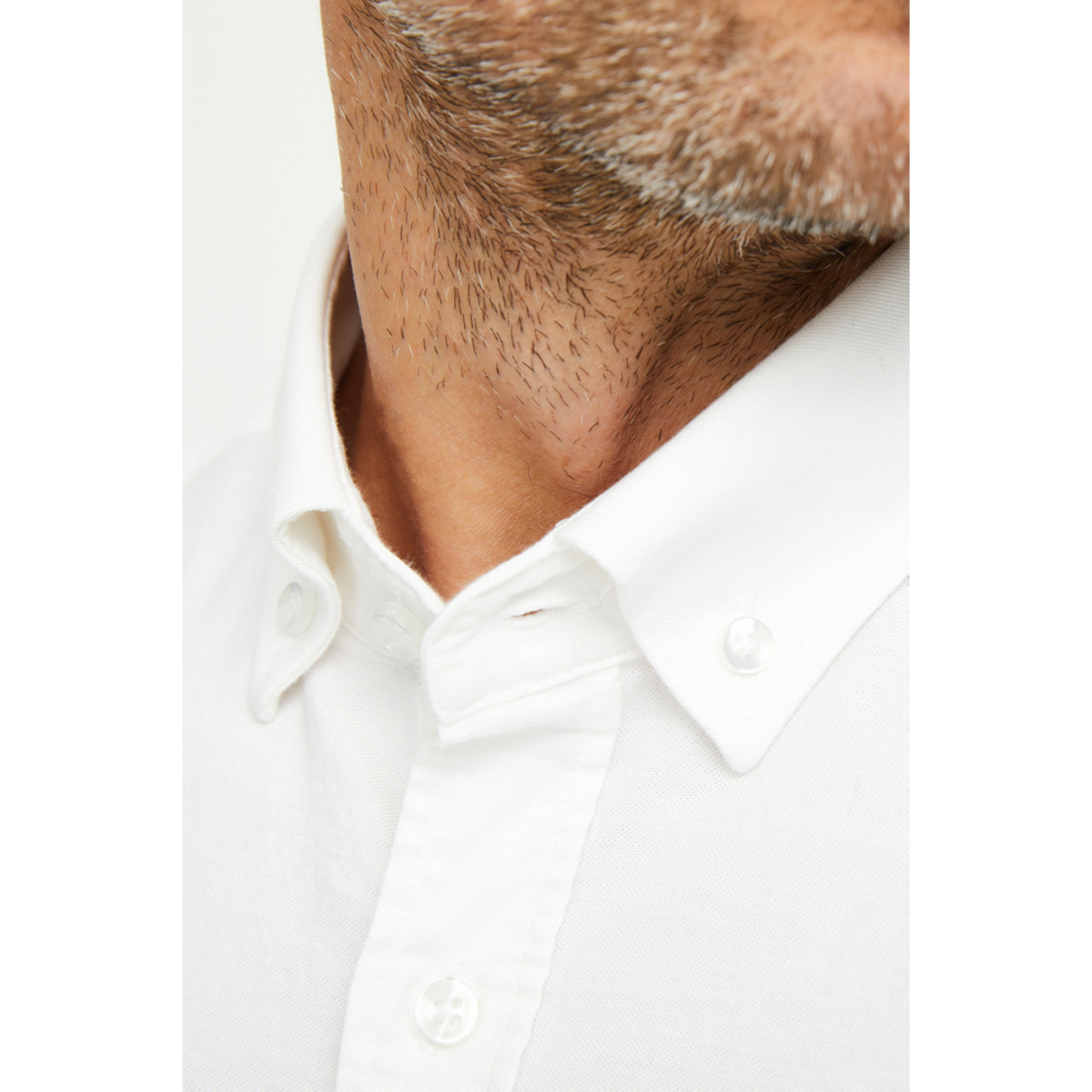Camicia Uomo 1 Bottone Button Down Slim Oxford Lavato Unito Bianco
