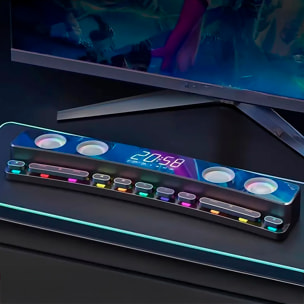Barra sonora SH39 Bluetooth 5.4 con tasti meccanici, schermo e luce RGB. Batteria da 3600mAh. Gaming, home cinema.