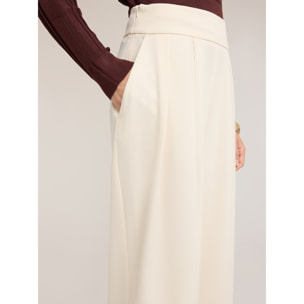 Motivi - Pantalones palazzo de talle alto con pinzas - Blanco